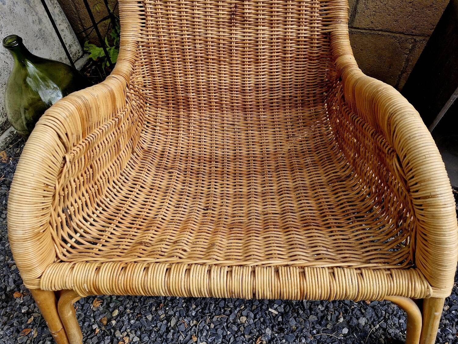 Vintage 80s rattan recliner armchair from Ikea