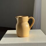 Small vintage jug engraved 50cl matte beige stoneware H14