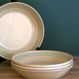 4 deep stoneware plates from Sarreguemines, Chaumière model