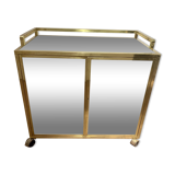 Bar roulant des années 70 en laiton et et face miroir XX siècle