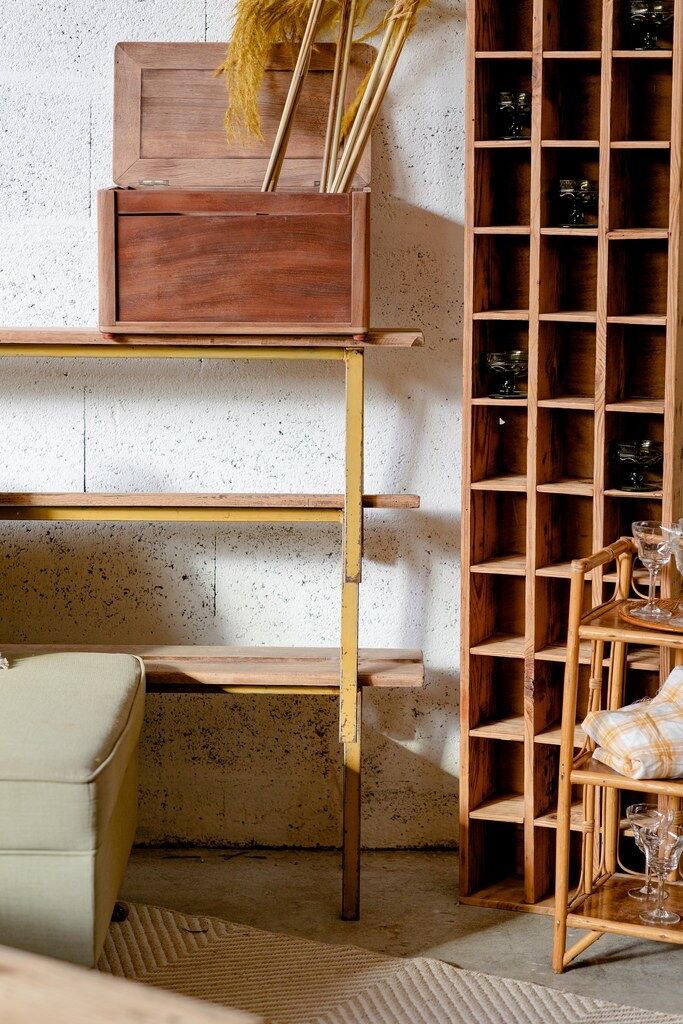 Vintage rattan bedside table