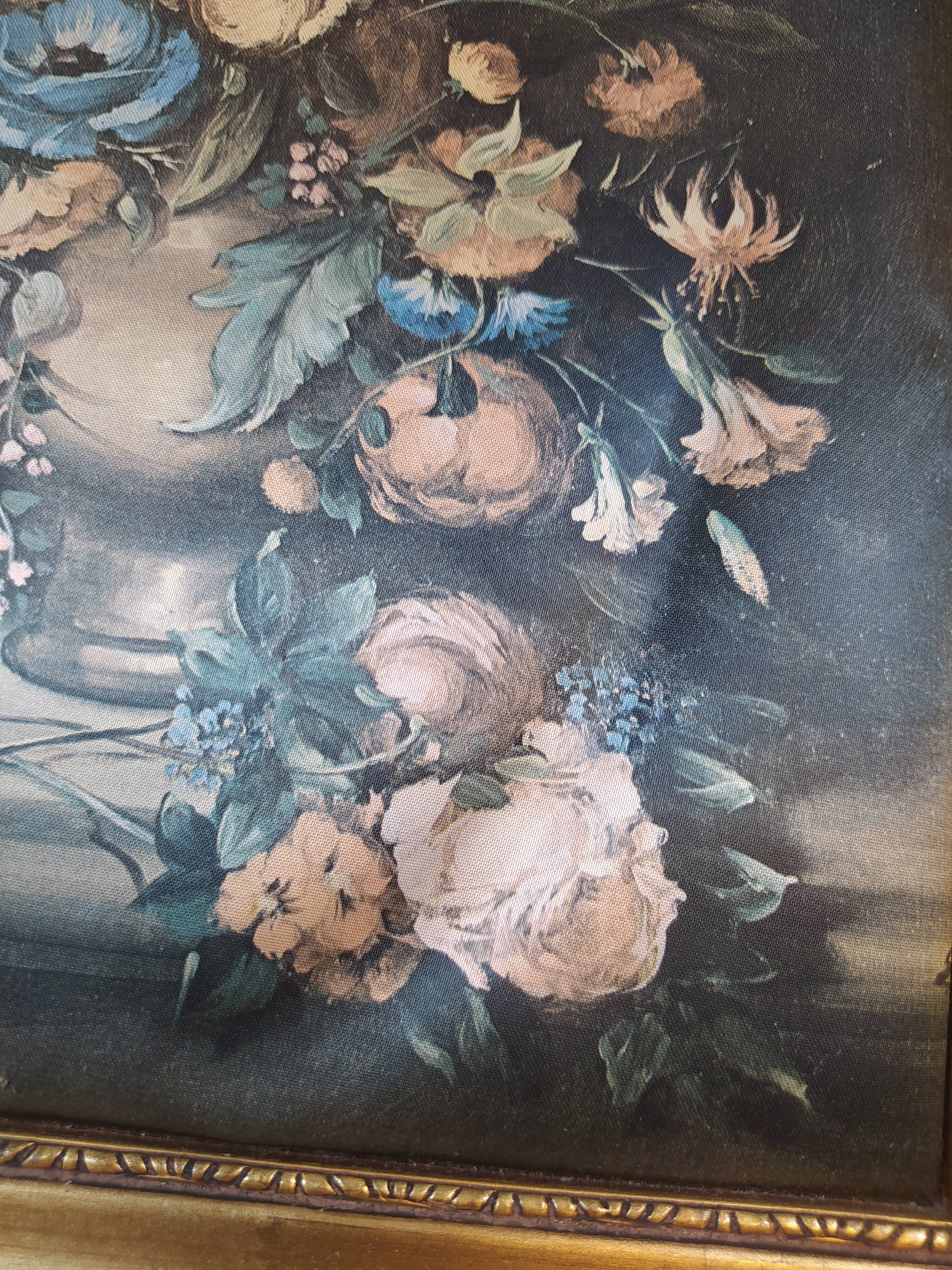Tableau bords doré et impression sur tissu nature morte