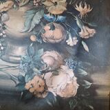 Gold-edged painting and still life fabric print