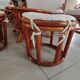Sofa armchairs and coffee table in vintage rattan of six pieces