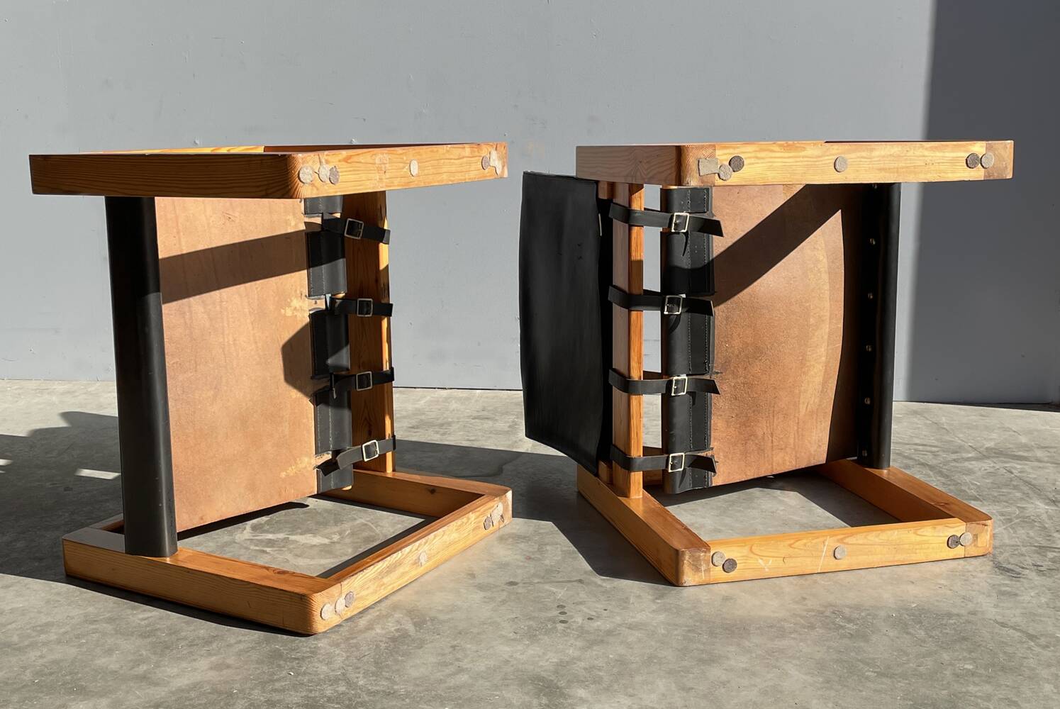 rare bohemian saddle leather safari easy chairs, 1970s