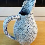 White and blue crisped ceramic pitcher