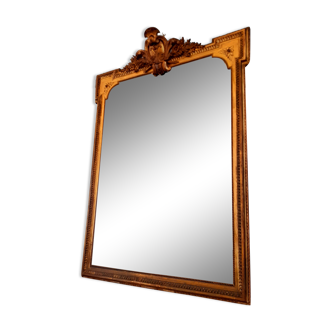Large mirror XIX th in wood and gilded stucco Louis XVI style