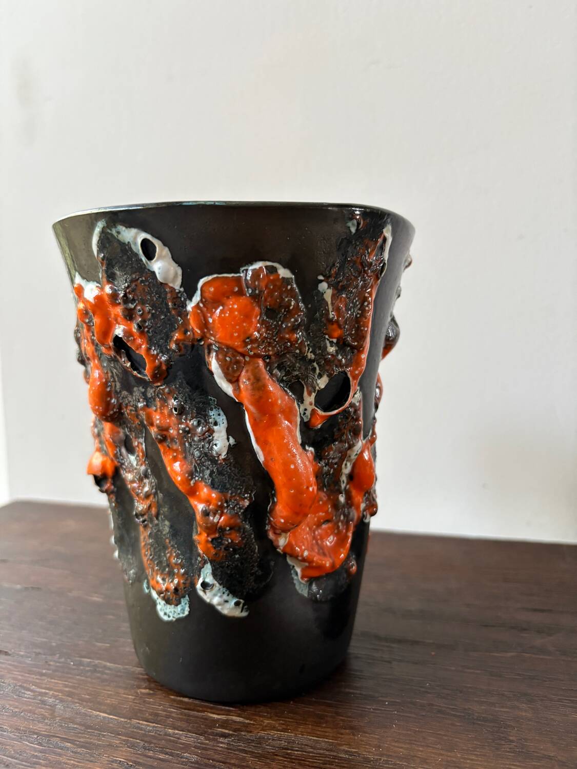 Vintage 1960s-70s ocean rock-style fat lava vase