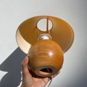 Lampe de chevet en bois tourné boule 1990