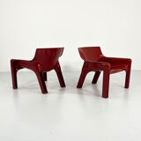 Pair of armchairs vicario bordeaux by Vico Magistretti for Artemide, 1970