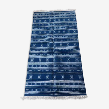 Blue and white Berber Kilim 110x205cm