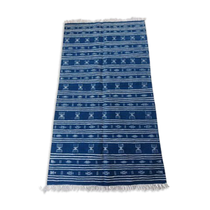 Kilim bleu et blanc berbère