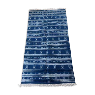 Kilim bleu et blanc berbère 110x205cm