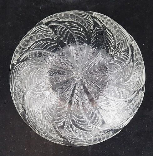 Cups "chestnut leaves" in Lalique glass, excellent condition, signed.