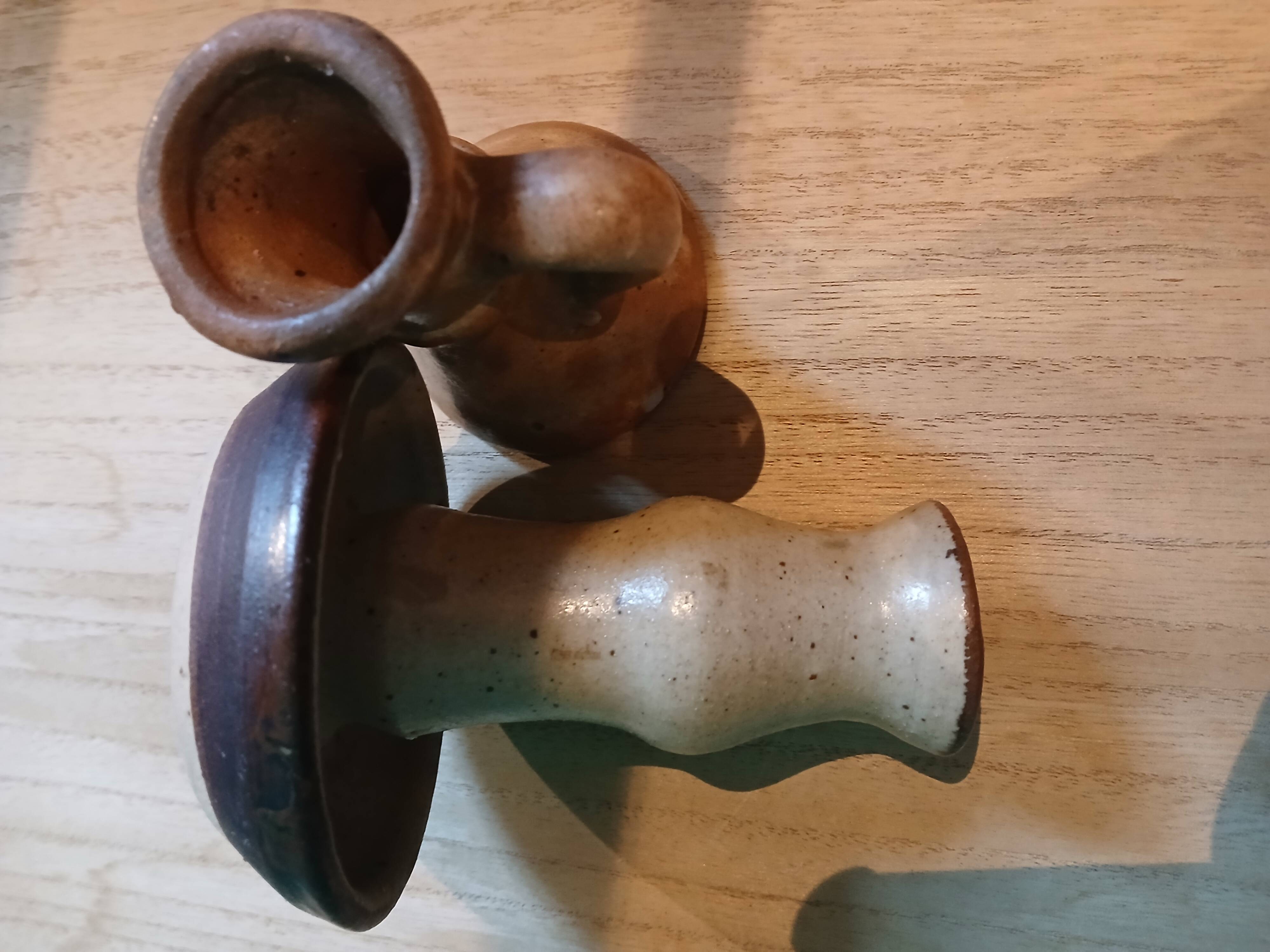 Bougeoirs en grès vintage