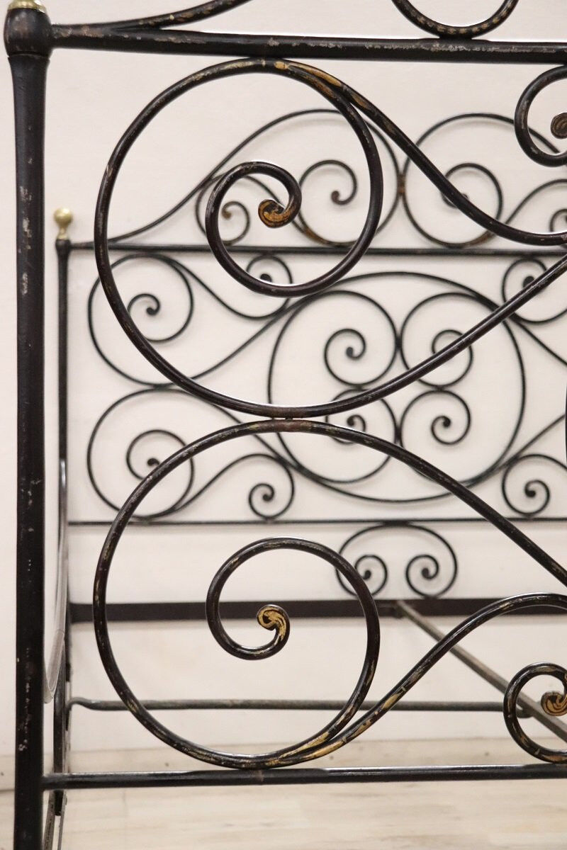 Antique wrought iron double bed, Italy 19th century