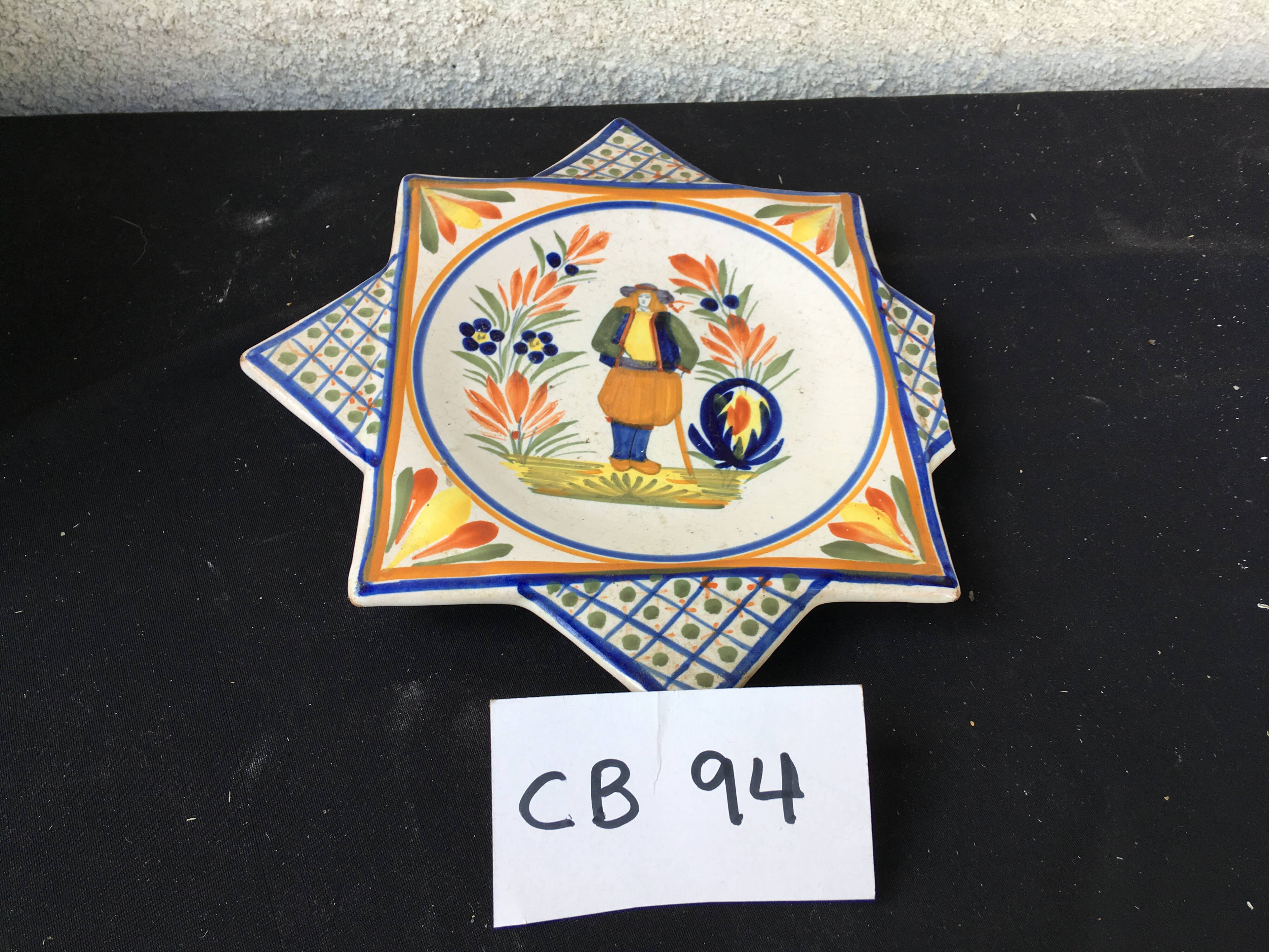 Henriot Quimper decorative dish, original shape