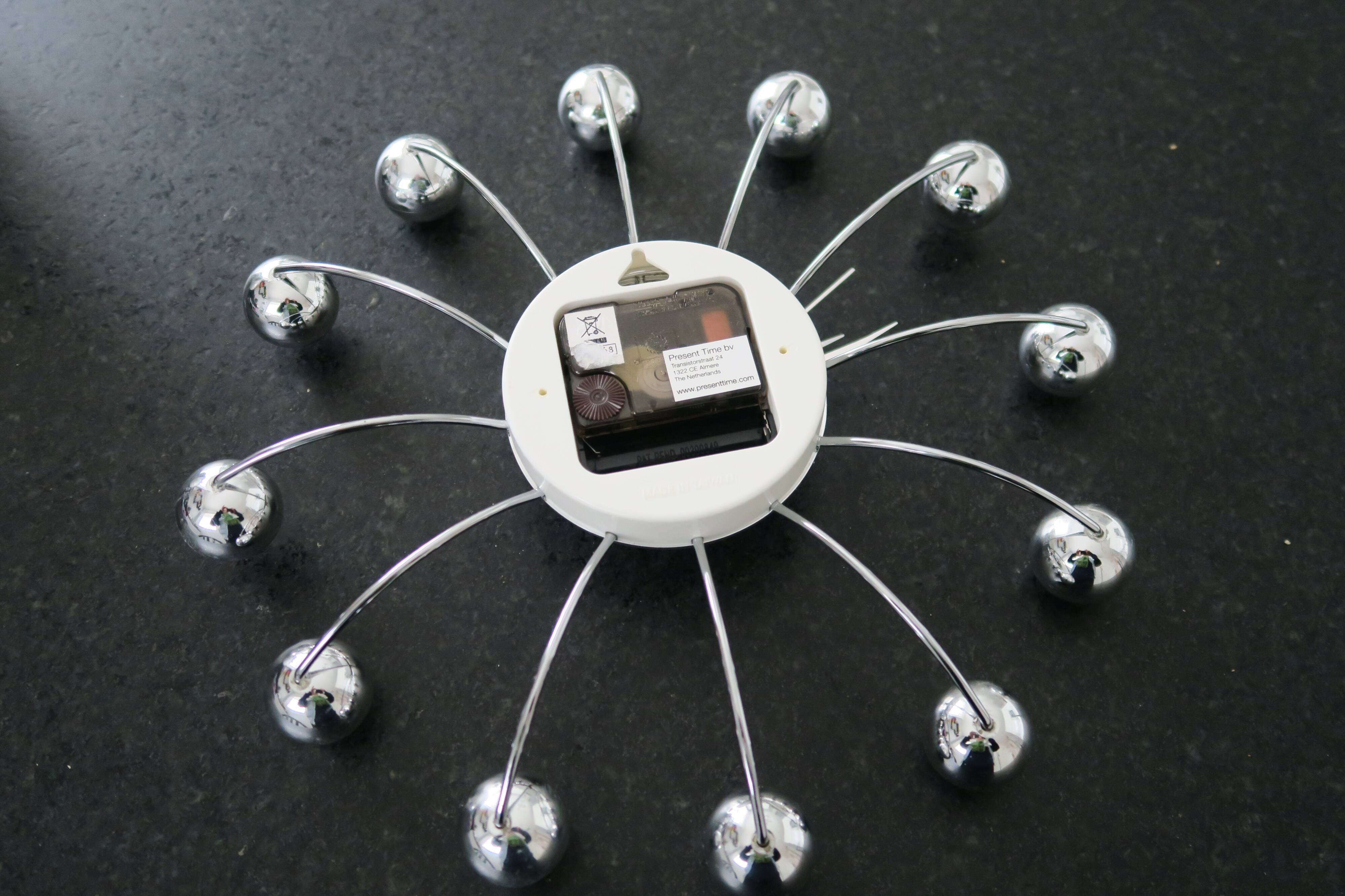 Wall clock spider chrome design karlsson vintage 1970-80