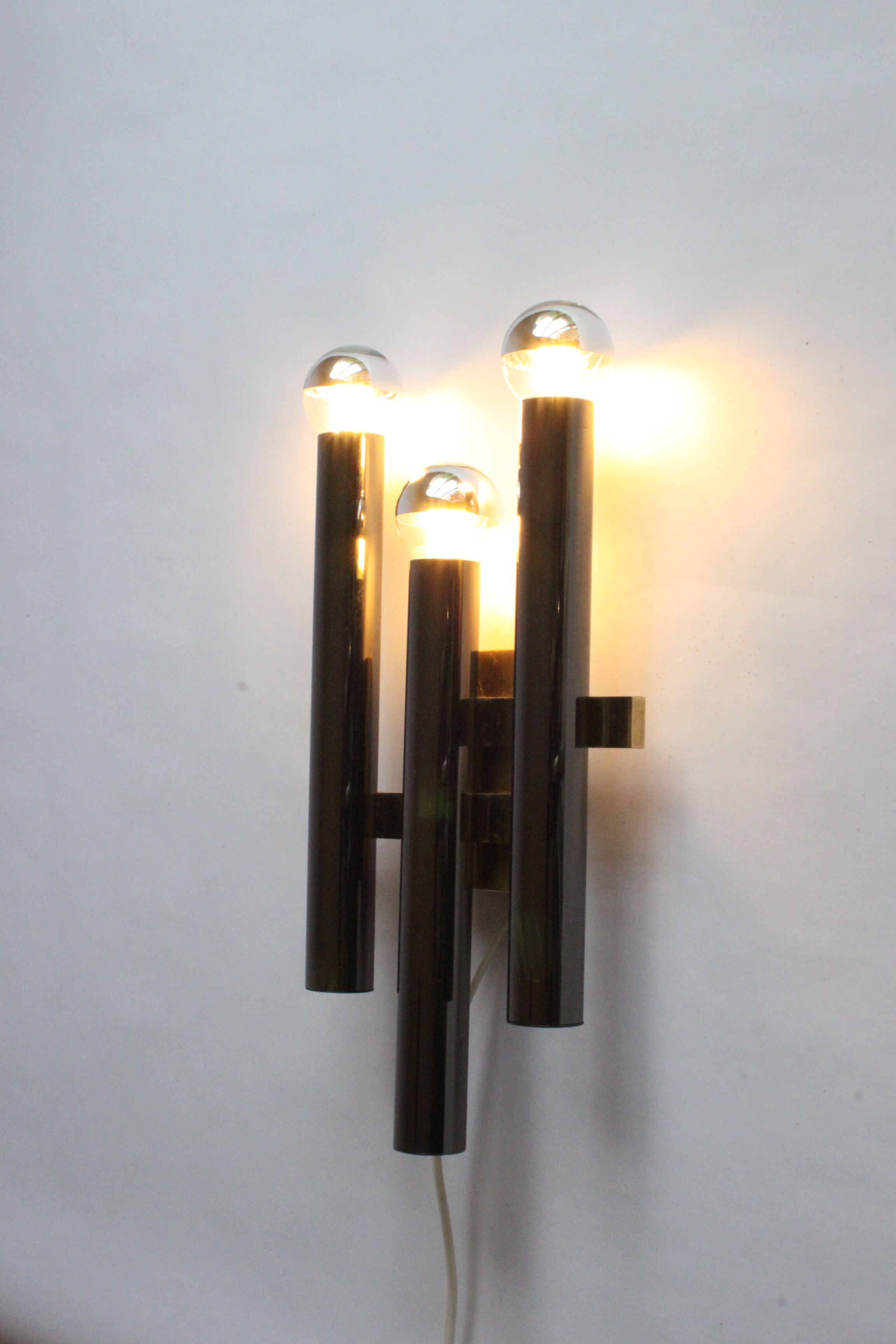 Chrome wall light by Sciolari for Boulanger, Belgium 1970s