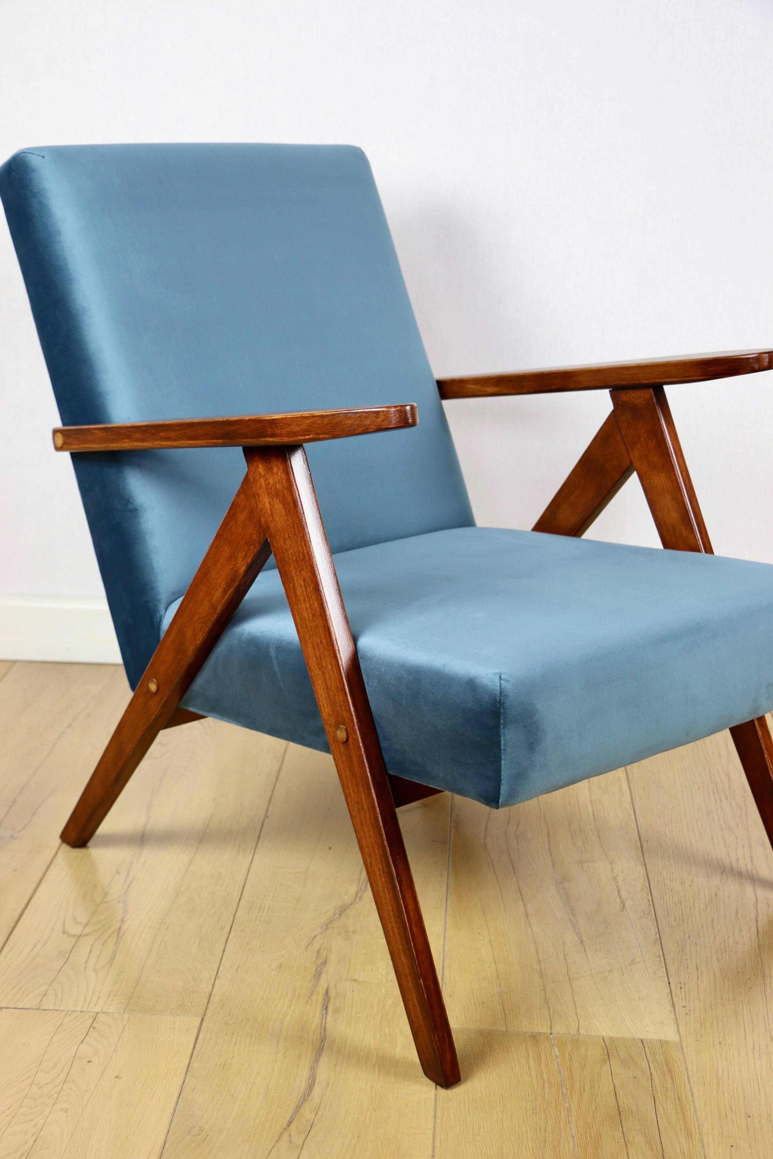 Fauteuil B-310 VAR en velours bleu mer - 2 pièces disponibles