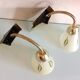 Paire d'appliques  en laiton et verre cornet / vintage années 50-60