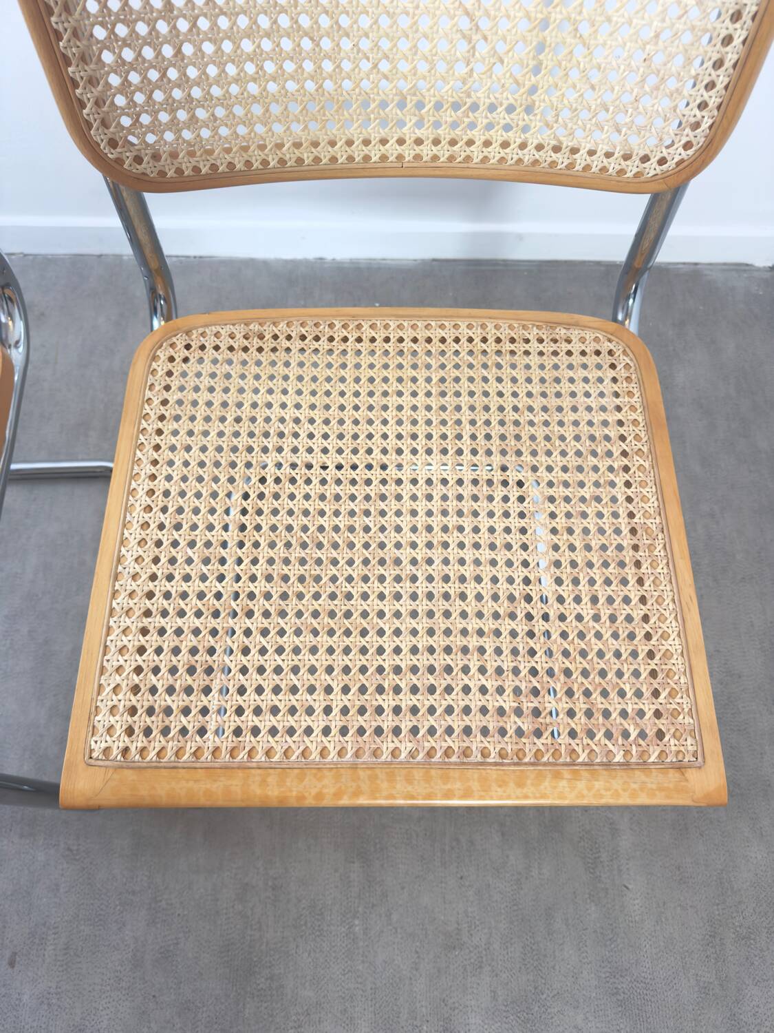 Pair of Marcel Breuer Cesca B32 chairs made in Italy