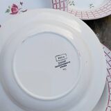 6 Rosa earthenware soup plates by Digoin Sarreguemines, 1950s