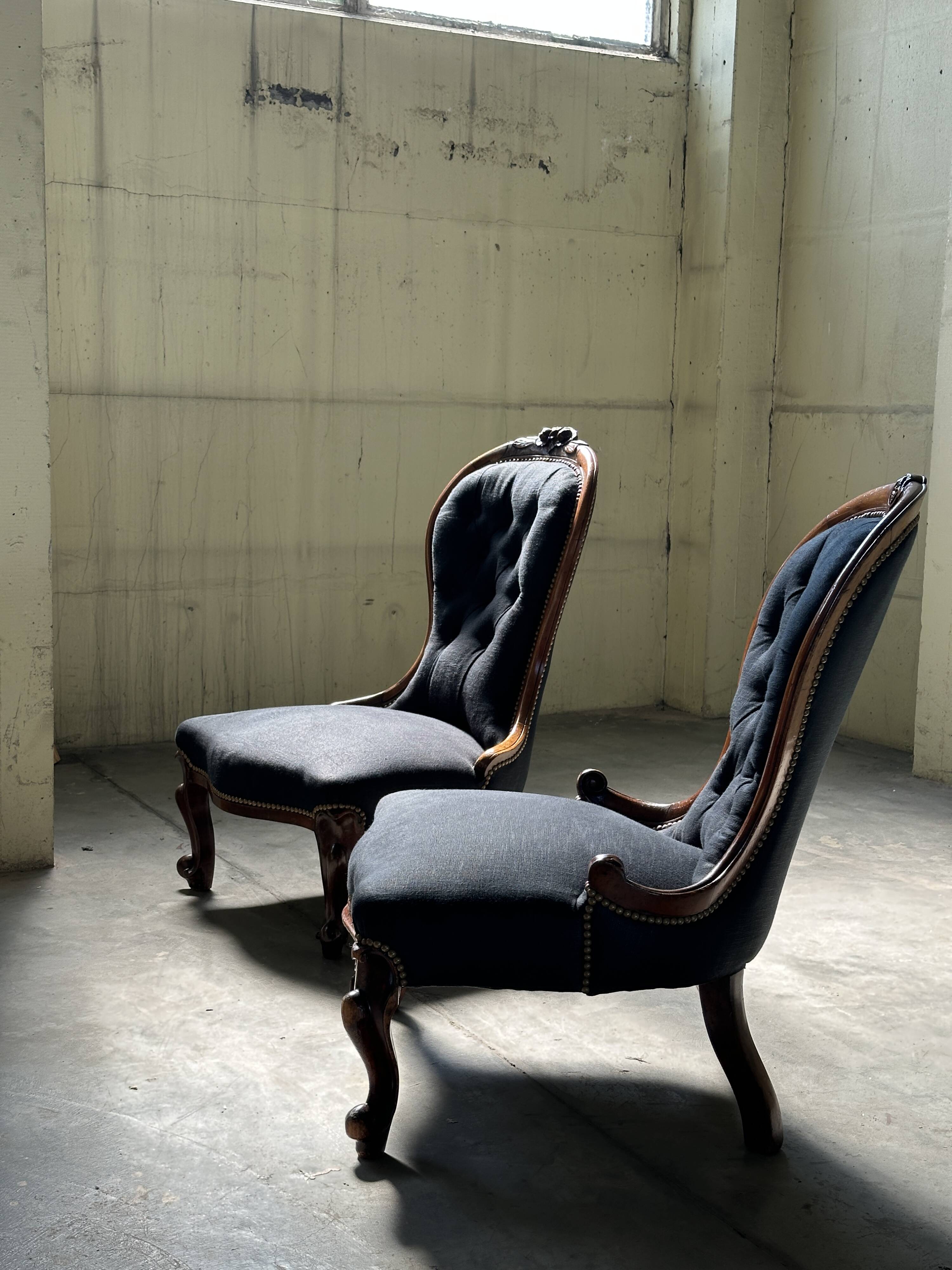 19th century Louis Philippe low chairs