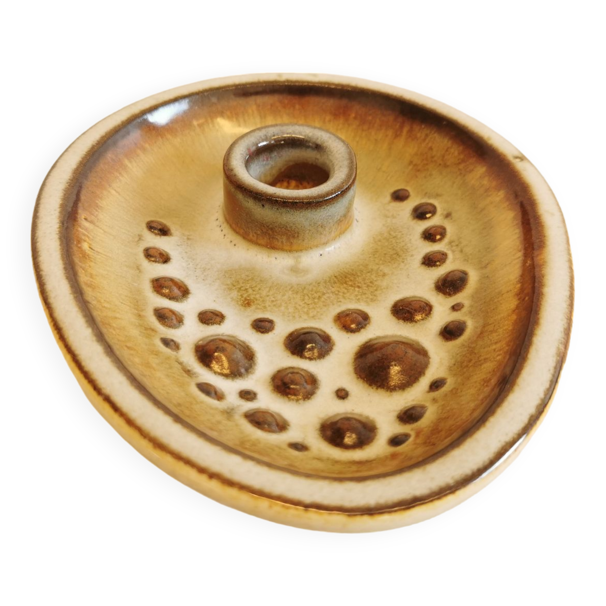 Ceramic candle holder, produced by Danish Søholm and designed by Einar Johansen.