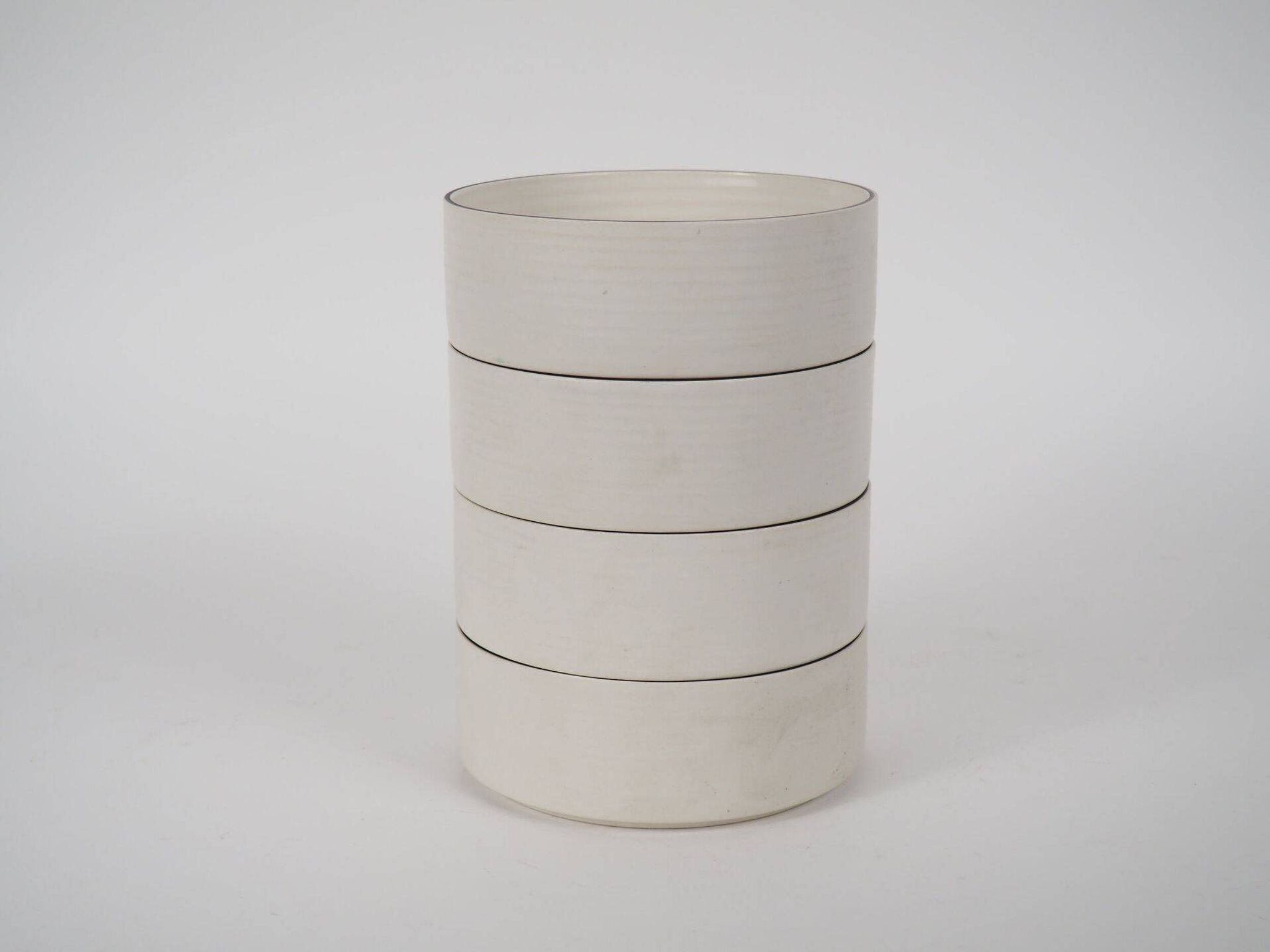 x4 Franco Pozzi Vintage Bowls – White ceramic with black rim