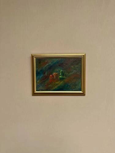 Oil on canvas “Still Life with Fruits” by Olle Bredford,Vintage & Framed 38×30cm