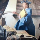 Reproduction s.p.a.d.e.m vermeer jan peintre à l'atelier 68 x 58 encadrée