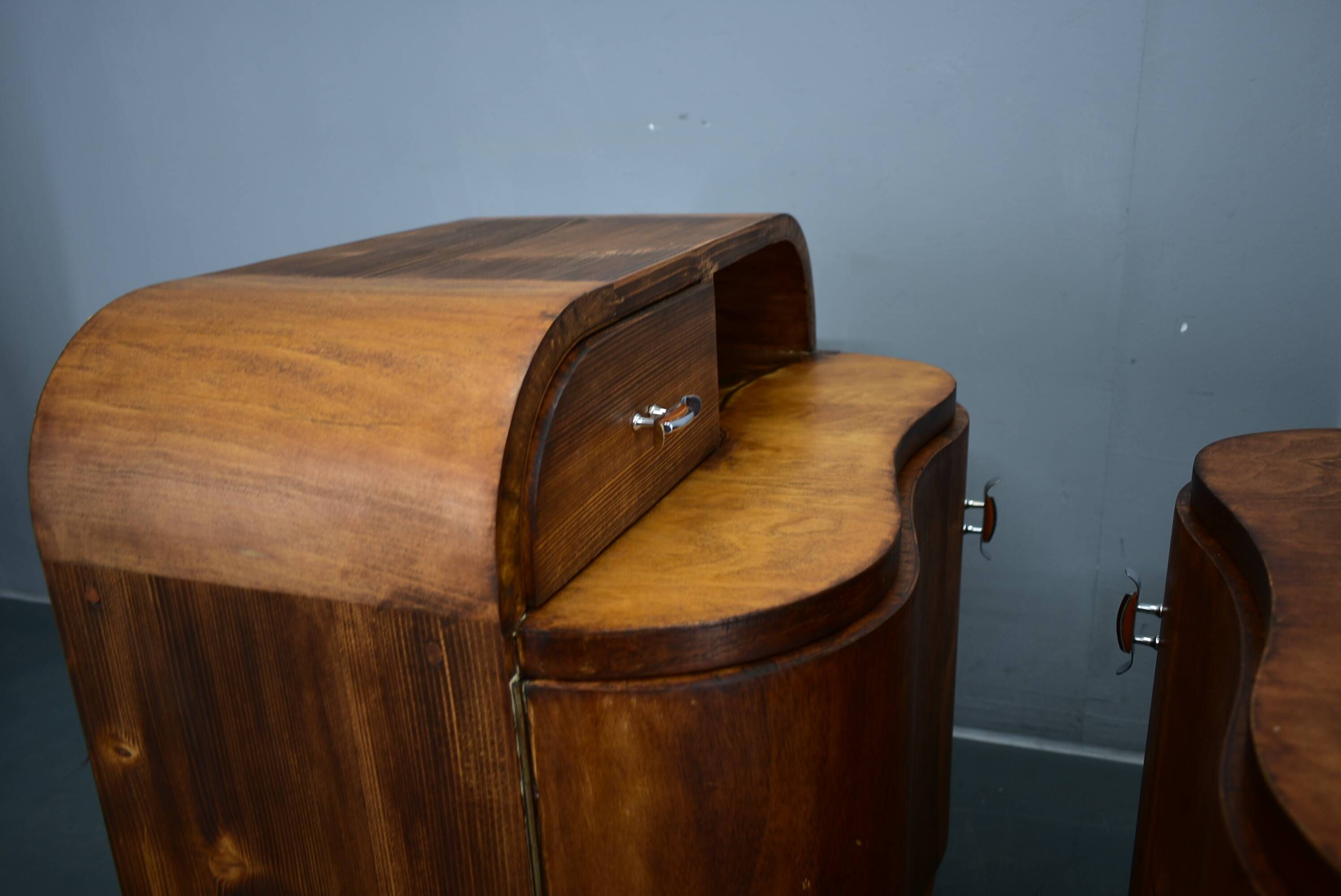 1939s Pair of Art Deco Bedside Tables, Czechoslovakia