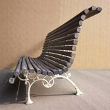 Garden bench with cast iron legs, Art Nouveau style.