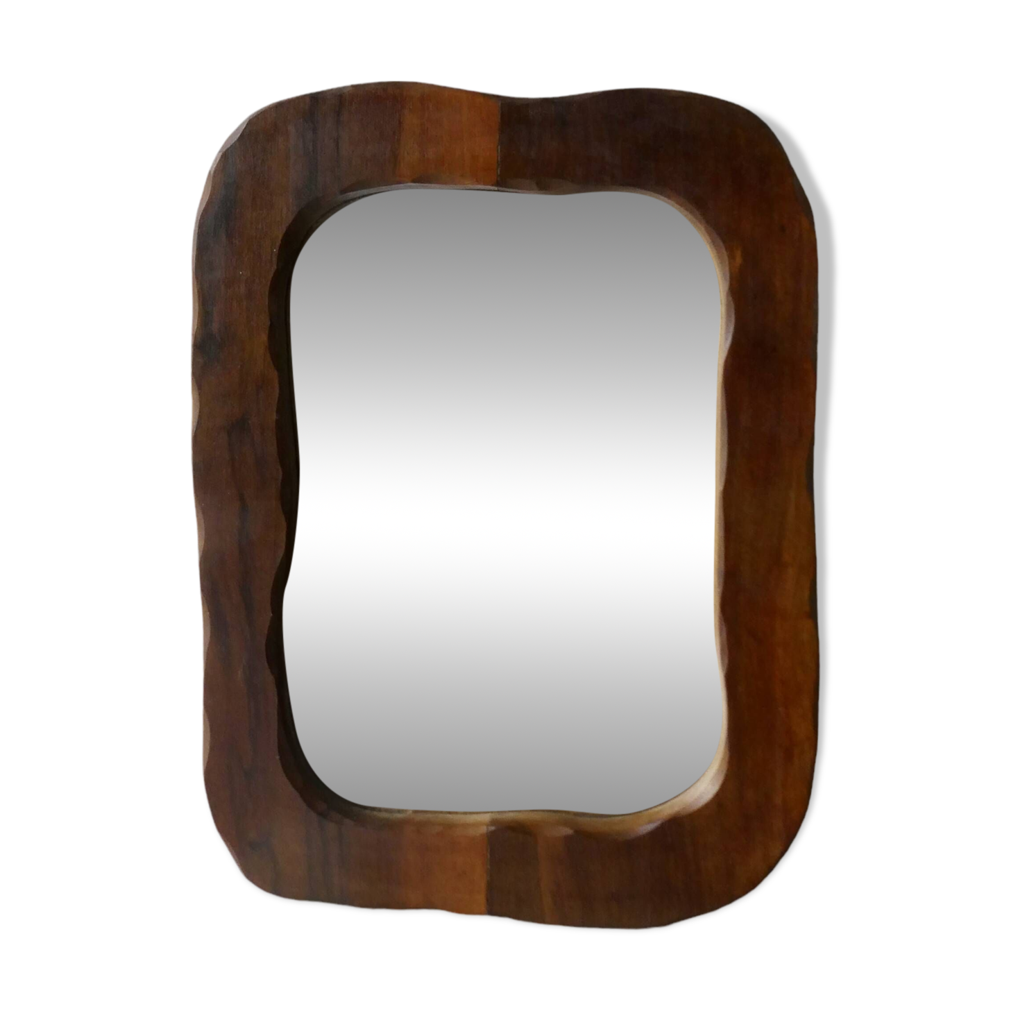 Free-form mirror in solid wood, vintage