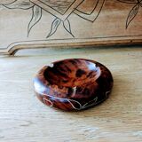Artisanal ashtray in solid olive tree