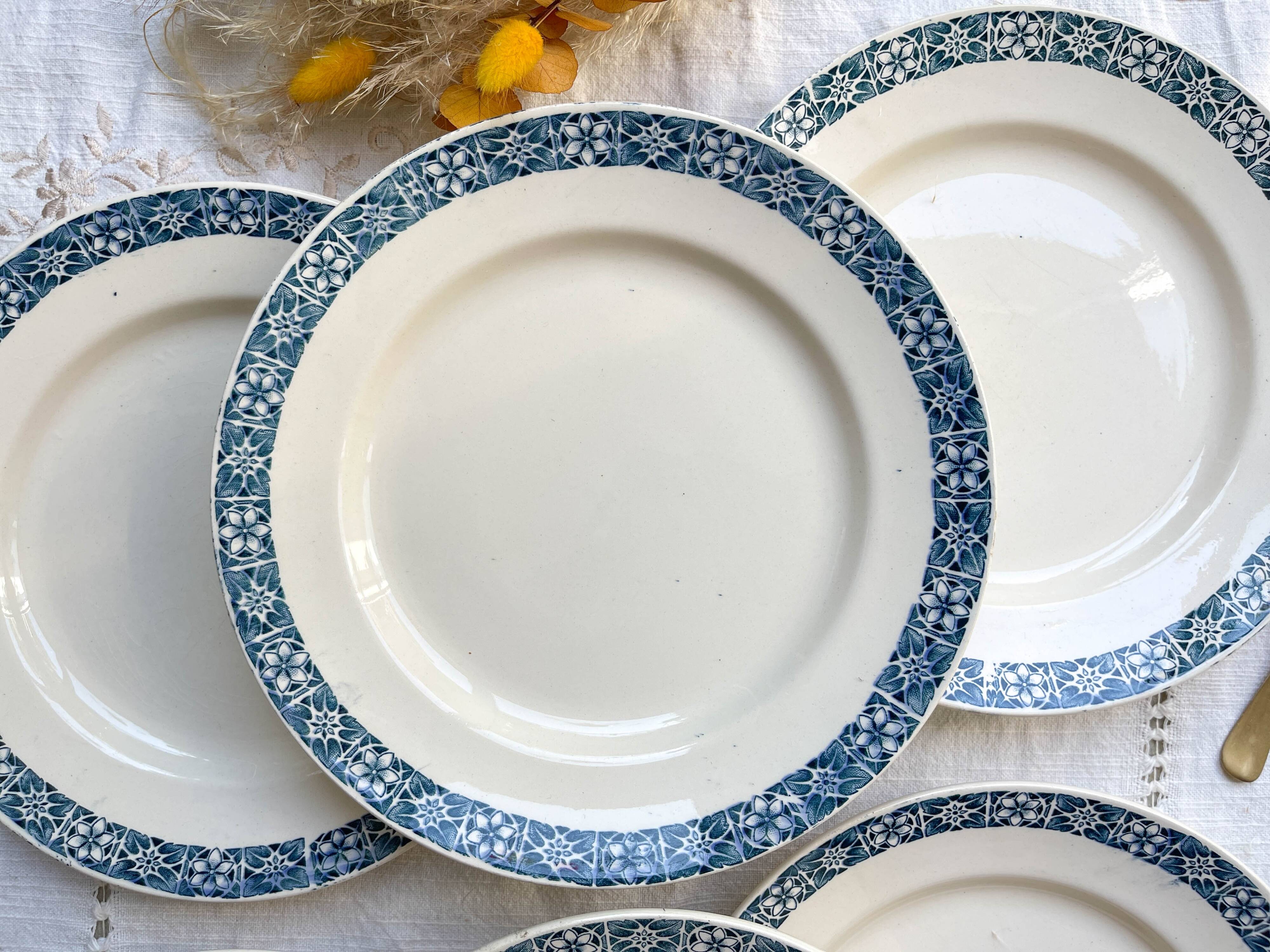 6 Assiettes plates Terre de fer Longchamp modèle René Made in France