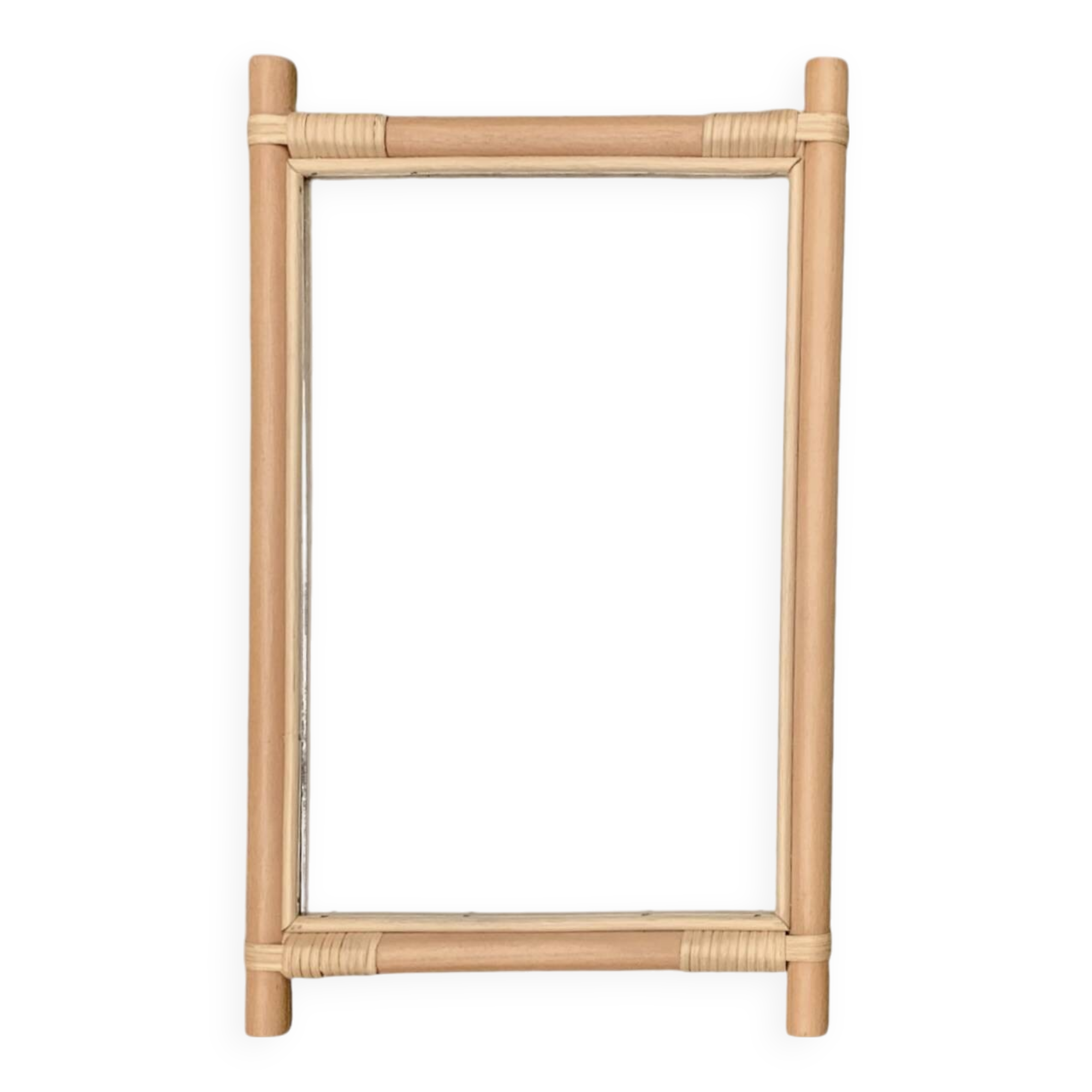 Vintage bamboo and rattan mirror