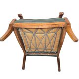 Regency style bergère armchair in wood, fabric and cane