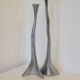 Pair of brutalist metal candlesticks in organic shape sleek design