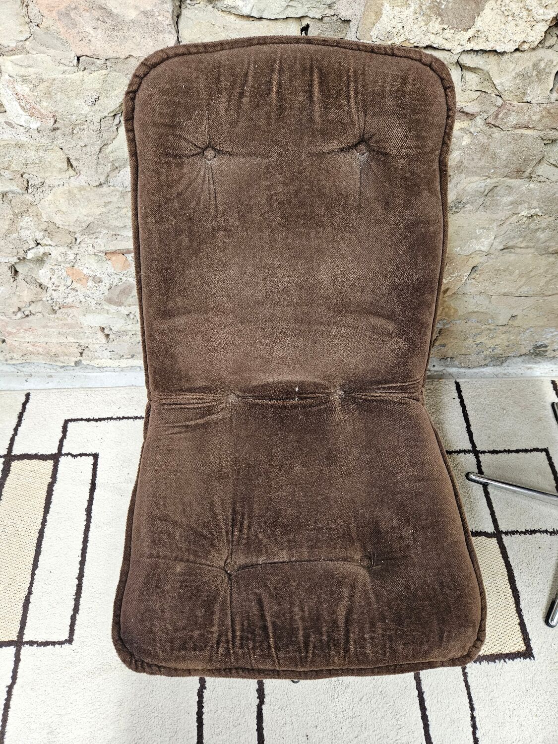 Pair of vintage velvet armchair chair 1970"
