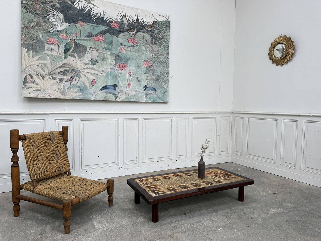 Enamelled lava coffee table 1950 Chaty Vallauris