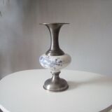 Vintage vase in tin and porcelain