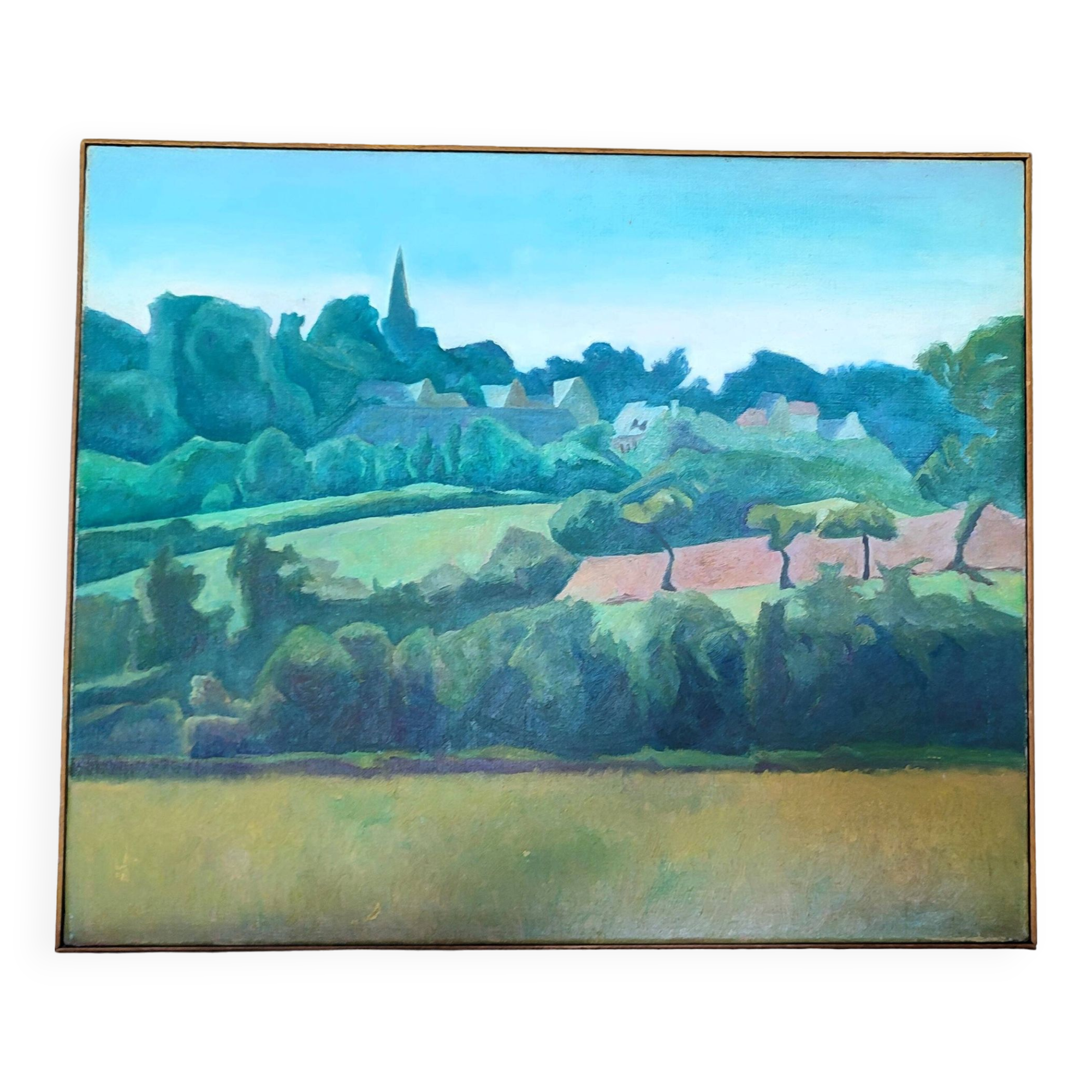 Country landscape by nelly le couedic (20th century)