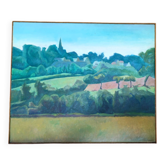 Country landscape by nelly le couedic (20th century)