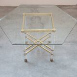 Hexagonal glass table by Sandro Petti, for Angolometallarte, 1970