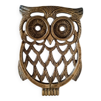 Owl Shaped Aged Brass Pot Coaster Center Table Kitchen Gift Idea