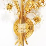 Large wall lamp in gilded brass, Palwa flowers by Ernst Palme, 1970s.