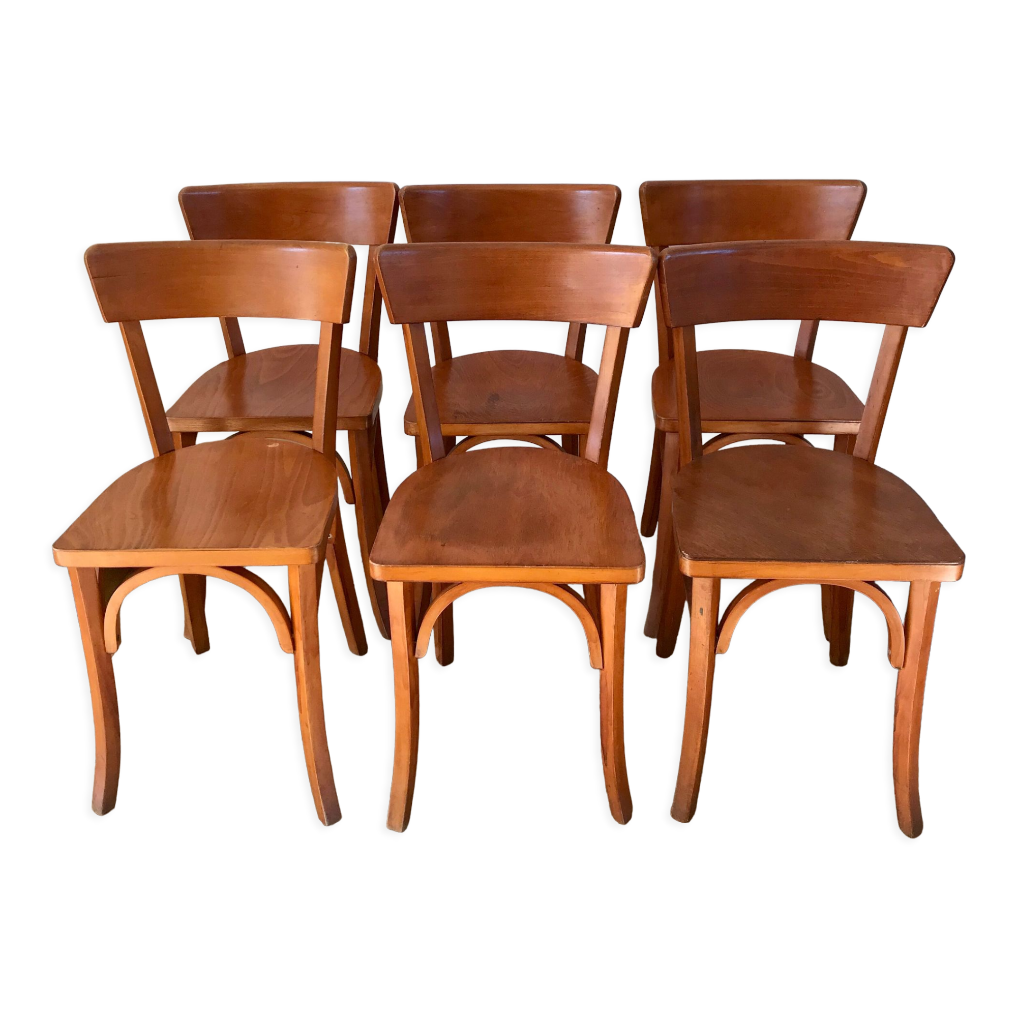 Set of 6 Luterma bistro chairs in beech wood 40-50s