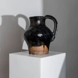 Rustic Terracotta Jug with Black Glaze from Lucca, Italy - 19th Century Country House Decor